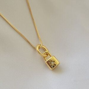Gold Filled Star Padlock Pendant Necklace